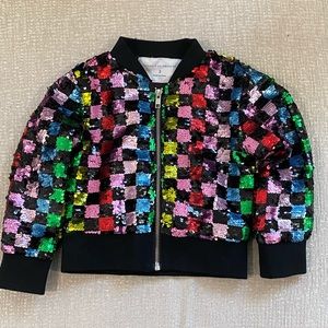 Rockets of Awesome checker board sequin toddler jacket size 3T
